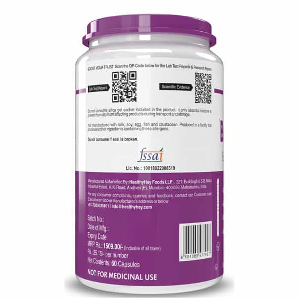 Healthyhey Brainfocus - Natural Brain Health Formula For Memory -60 Veg Capsules