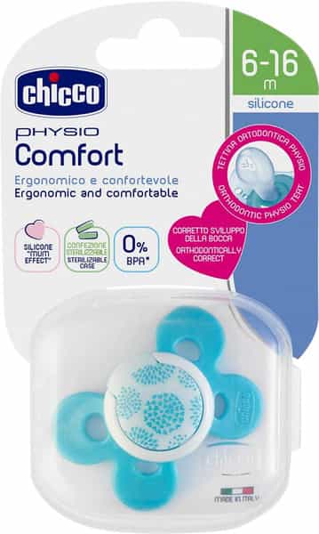 Chicco Physio Comfort Silicon Soother 0-6M Blue
