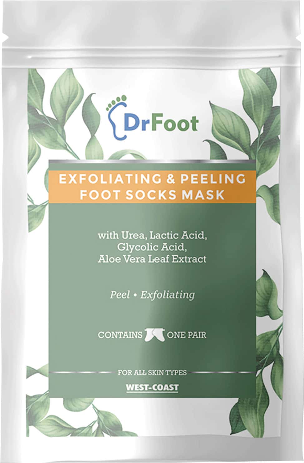 Dr Foot Exfoliating Foot Mask Sock With Urea Lactic Acid Glycolic Acid And Aloe Vera
