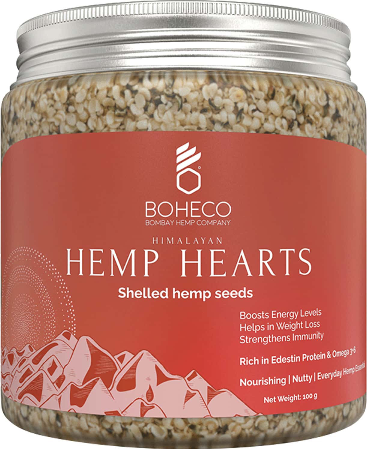 Boheco Himalayan Hemp Hearts - Shelled Hemp Seeds - 100 Gms