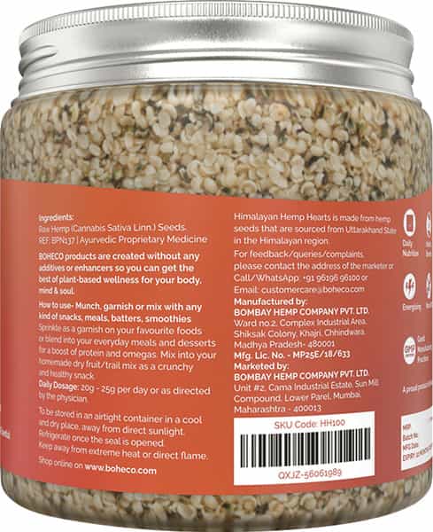 Boheco Himalayan Hemp Hearts - Shelled Hemp Seeds - 100 Gms