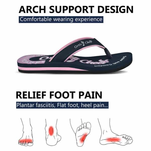 Ortho Cheer Women's Orthopedic And Diabetic Relief Super Soft Slipper | Navy Blue | Size - 8