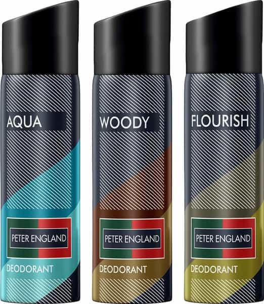 Peter England Fresh Fragrance Aqua Woody & Flourish Deodorant (Pack Of 3) - 450 Ml
