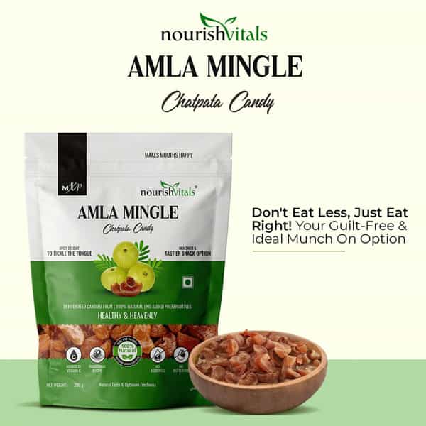 Nourishvitals Chatpata Amla Mingle Candy 200G X Pack Of 2 - Source Of Vitamin C Traditional Recipe