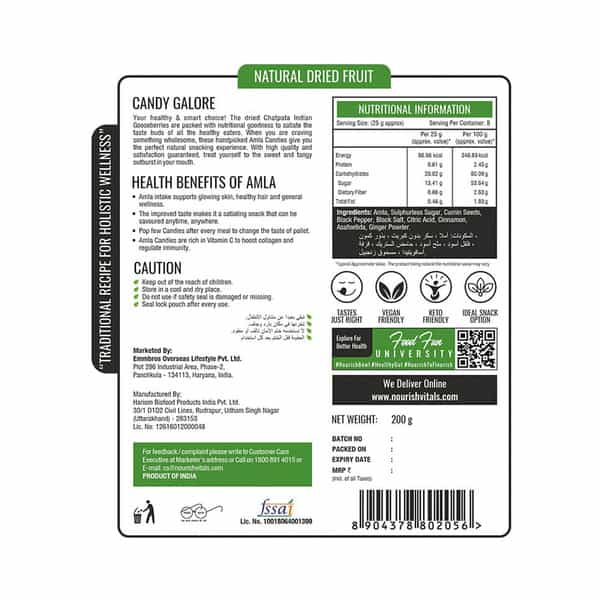 Nourishvitals Chatpata Amla Mingle Candy 200G X Pack Of 2 - Source Of Vitamin C Traditional Recipe