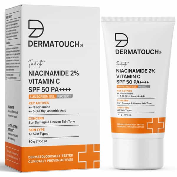 Dermatouch Niacinamide 2% Vitamin C Spf 50 Pa++++ Sunscreen Gel | For All Skin Types | 30G