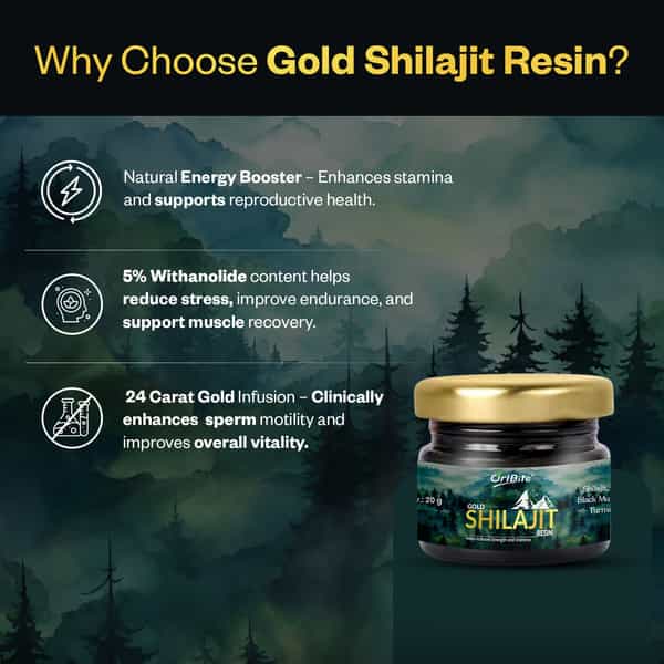 Oribite Gold Shilajit Resin With 24K Gold For Vitality 20G