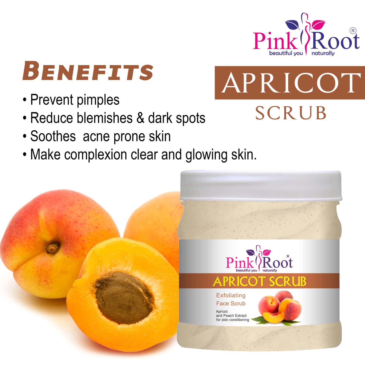 Buy PINK ROOT APRICOT EXFOLIATING FACE SCRUB 500ML Online & Get Upto 60