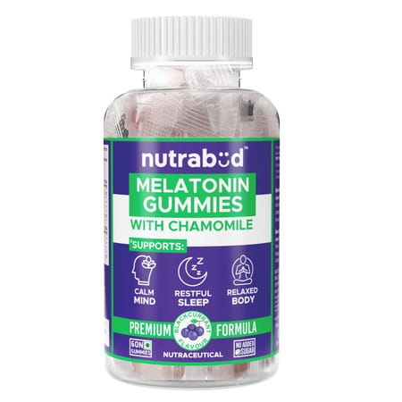 Nutrabud Melatonin 3mg Sleep Gummies | Sugar Free | Restful Sleep | Blackcurrant Flavor | 60 Gummies