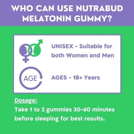 Nutrabud Melatonin 3mg Sleep Gummies | Sugar Free | Restful Sleep | Blackcurrant Flavor | 60 Gummies