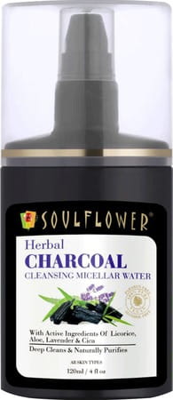 Soulflower Charcoal Cleansing Micellar Water Makeup Remover 120ml