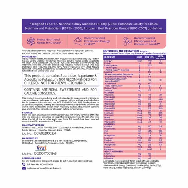 Celevida Dls Renal Nutrition Supplement Strawberry Flavour Sugar Free Jar 200Gm