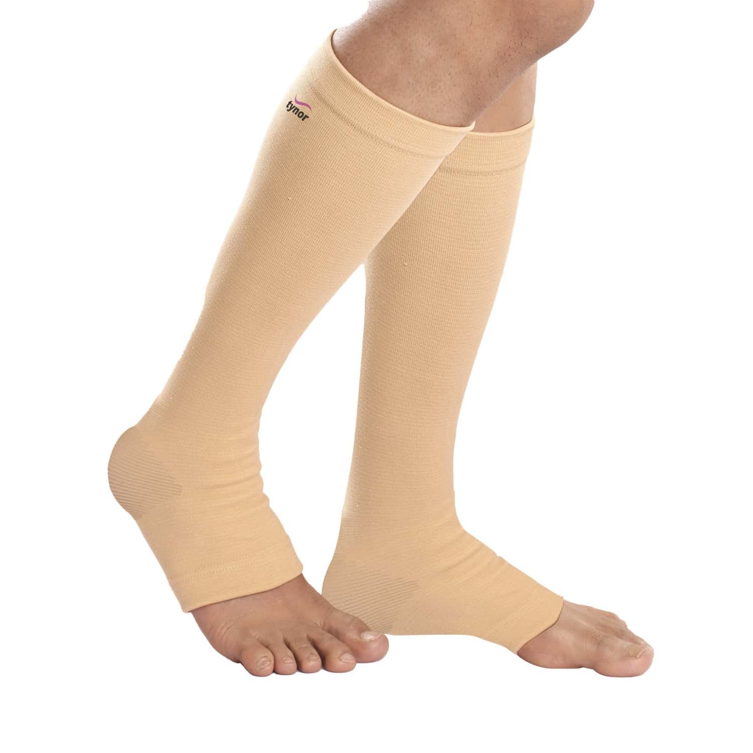TYNOR COMPRESSION STOCKING BELOW KNEE CLASSIC BEIGE LARGE PACK OF 2