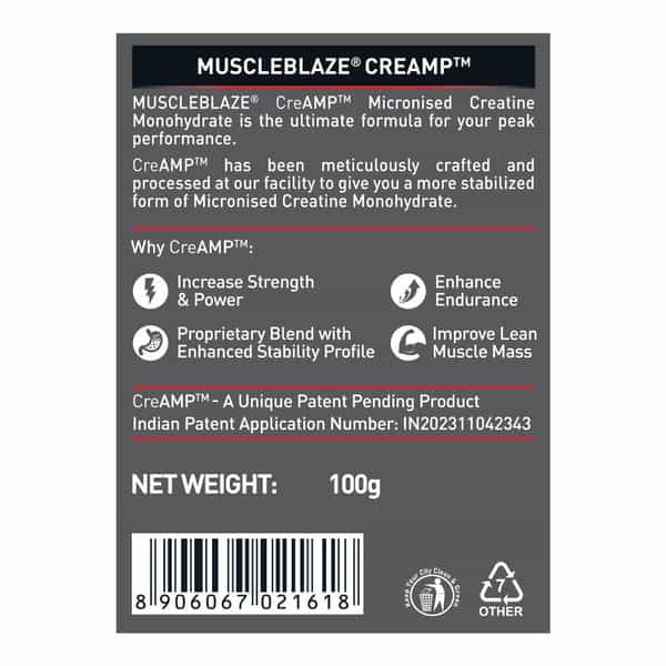 Muscleblaze Creatine Monohydrate Creamp | Trustified Certified Creatine (Unflavoured | 100 G)