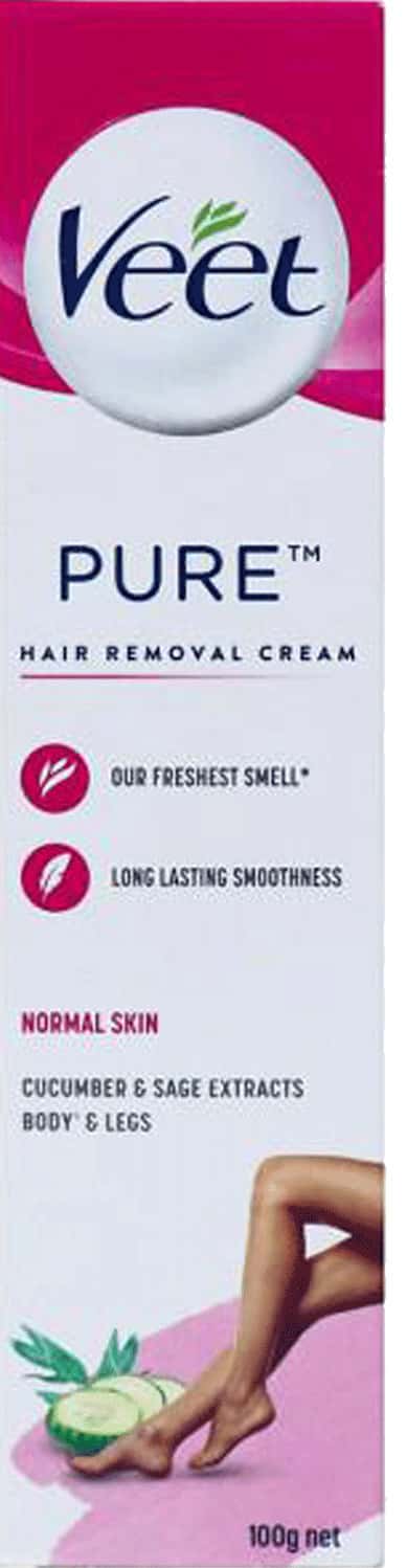 Veet Pure Hair Removal Cream Normal Skin Cucumber & Sage Extracts 100 Gm