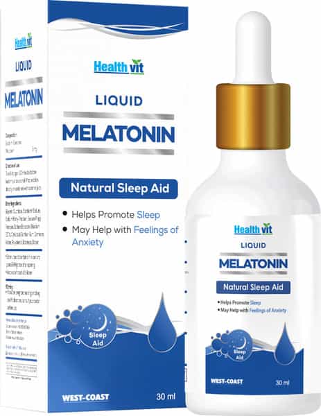 Healthvit Melatonin Liquid Drops 100% Natural Sleep Aid & Reduce Anxiety | 30Ml