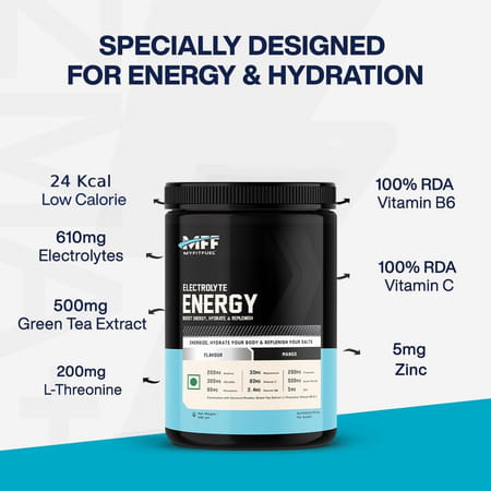 Myfitfuel Electrolyte Energy, Hydration, Replenishment +Green Tea Extract, L-Threonine (400g Orange)