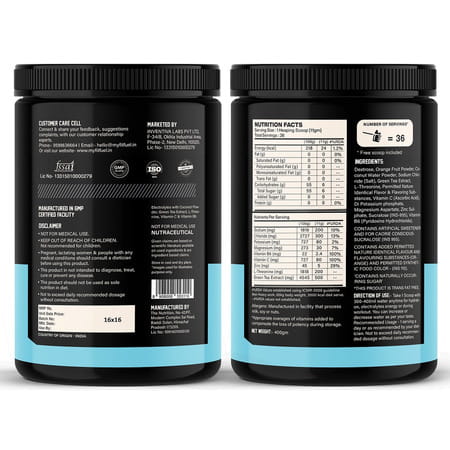 Myfitfuel Electrolyte Energy, Hydration, Replenishment +Green Tea Extract, L-Threonine (400g Orange)