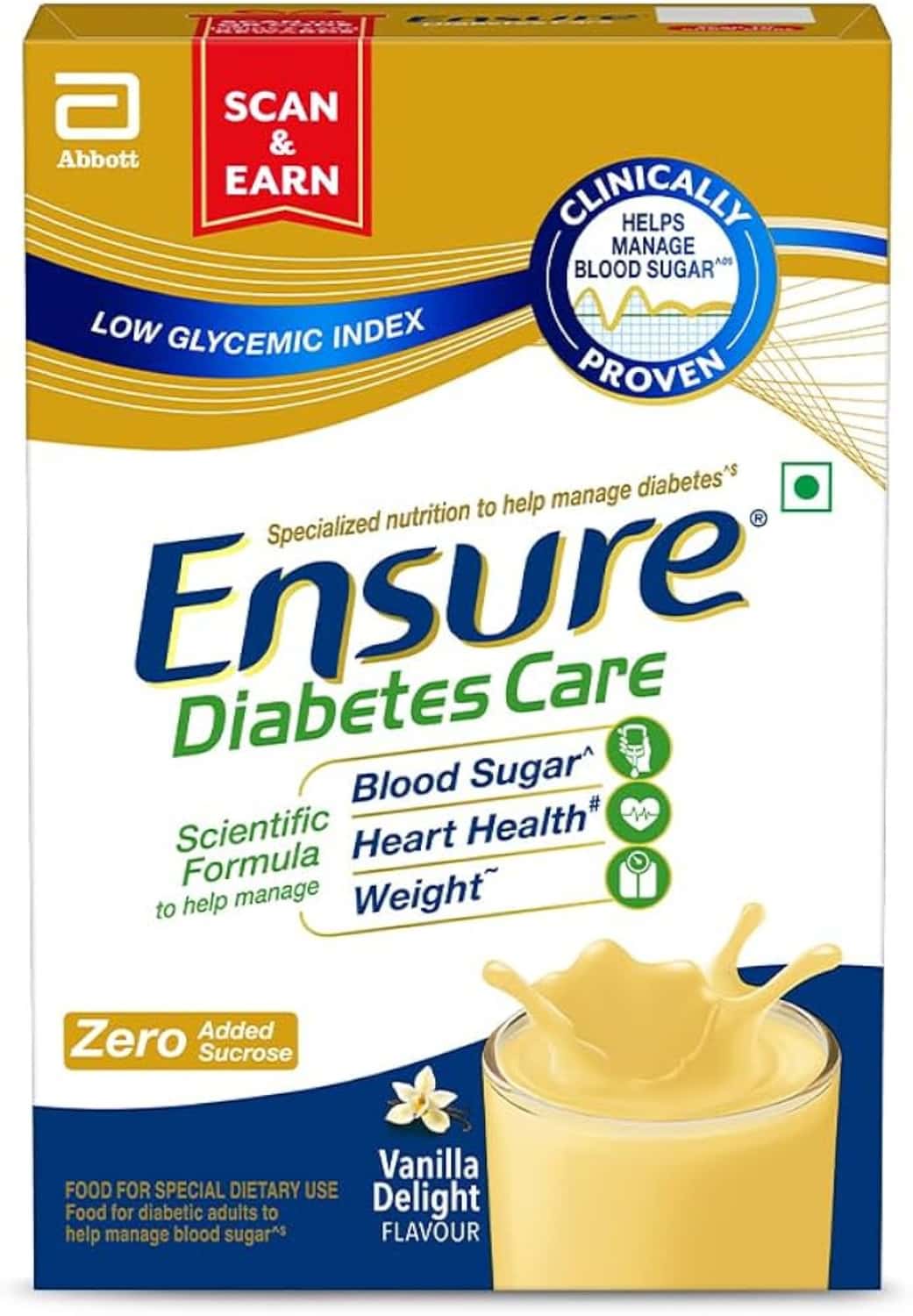 Ensure | Diabetes Care Nutrition Drink For Adults | Vanilla Delight | Jar | 375 Gm