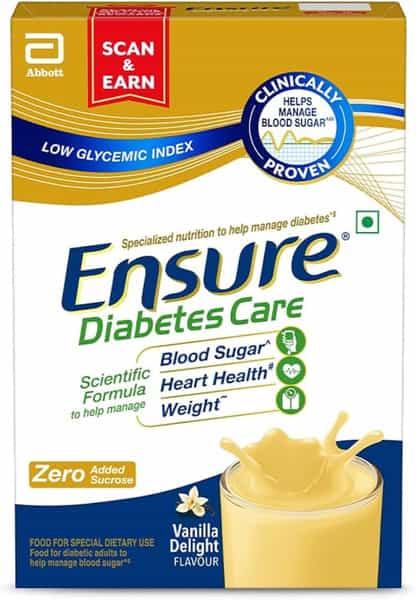 Ensure | Diabetes Care Nutrition Drink For Adults | Vanilla Delight | Jar | 375 Gm