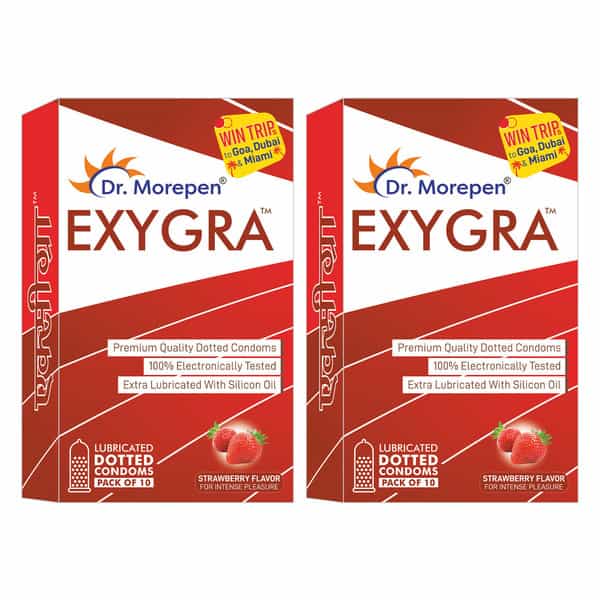 Dr. Morepen Exygra Dotted | Strawberry | Condom | 10 No's | Pack Of 2