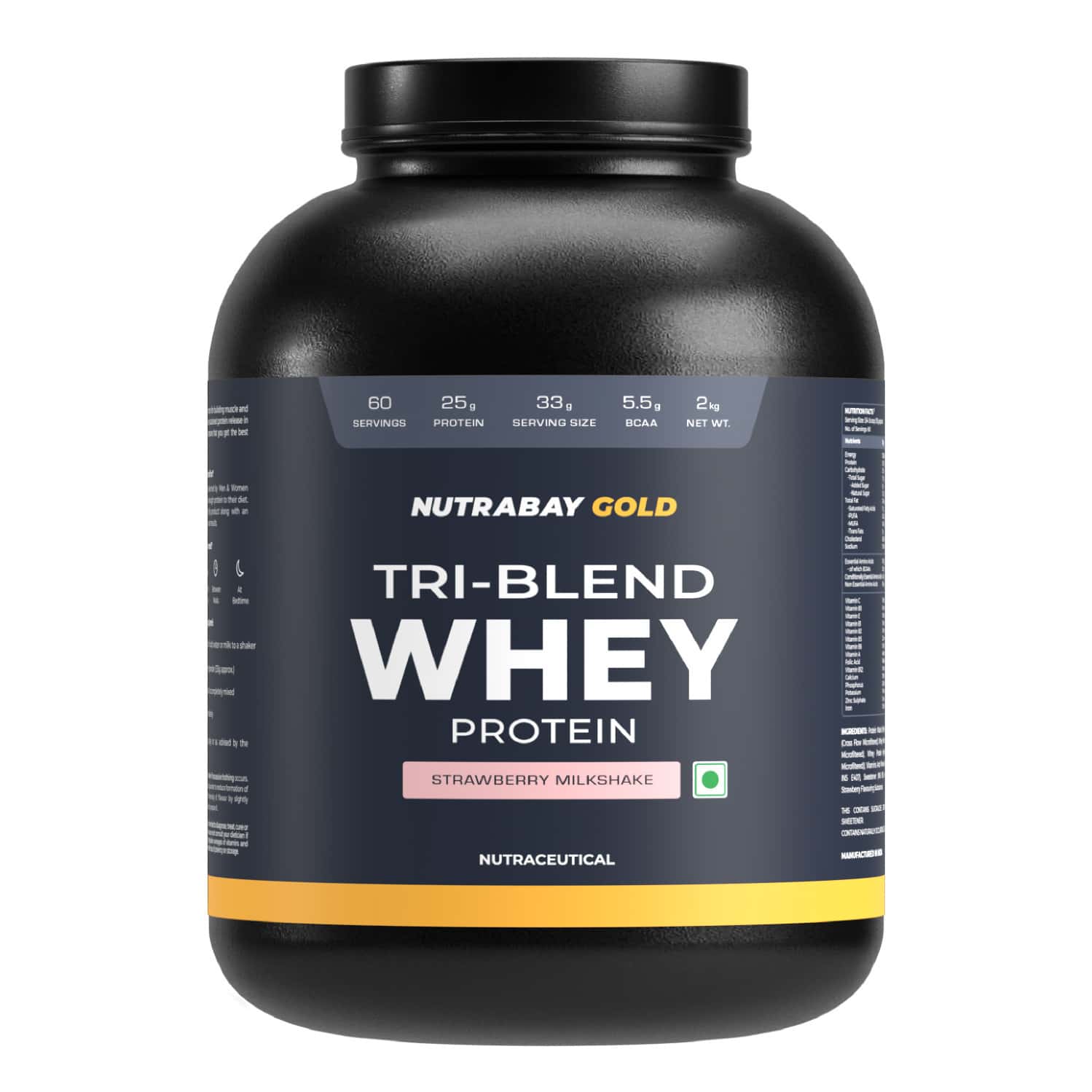 Nutrabay Gold Tri-blend Whey Protein Strawberry Milkshake - 2kg