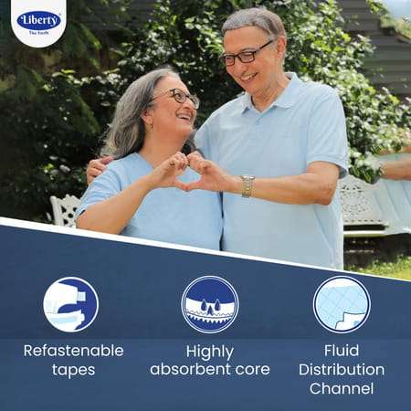 Liberty Eco Adult Diapers Medium (M) 30 Count Waist Size 30-40 Inch Pack Of 3 10 Count/Pack