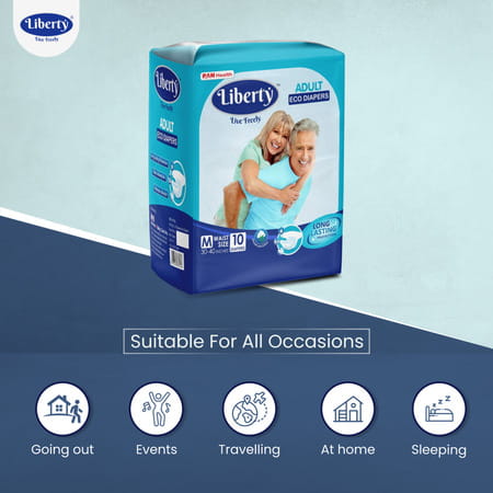 Liberty Eco Adult Diapers Medium (M) 30 Count Waist Size 30-40 Inch Pack Of 3 10 Count/Pack