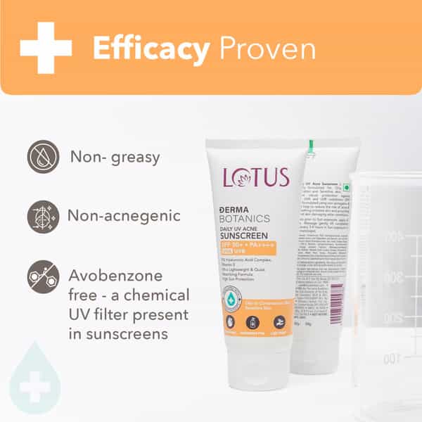 Lotus Dermabotanics Daily Uv Acne 5% Hyaluronic Complex + Vitmain E Sunscreen Spf 50 & Pa ++++ (50G)
