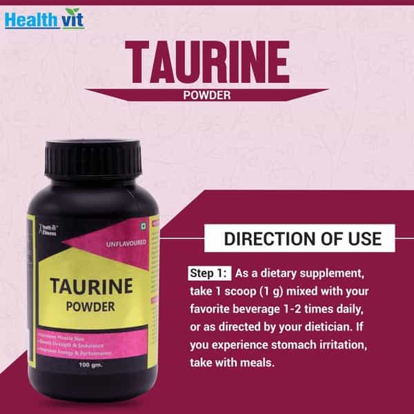 Healthvit Fitness Taurine Powder - Unflavoured -100Gm