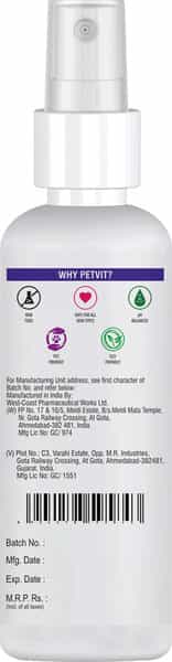Petvit Odor Remover Spray With Lavender-Eliminate Bad Breath Ph-Balance For All Breed Dog &Cat100ml
