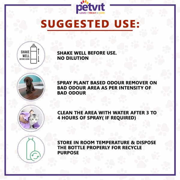 Petvit Odor Remover Spray With Lavender-Eliminate Bad Breath Ph-Balance For All Breed Dog &Cat100ml