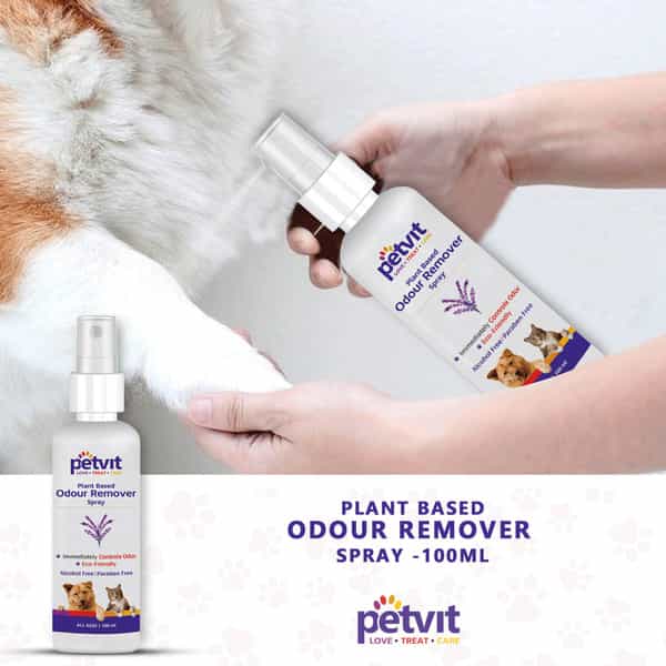 Petvit Odor Remover Spray With Lavender-Eliminate Bad Breath Ph-Balance For All Breed Dog &Cat100ml