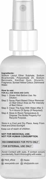 Petvit Odor Remover Spray With Lavender-Eliminate Bad Breath Ph-Balance For All Breed Dog &Cat100ml
