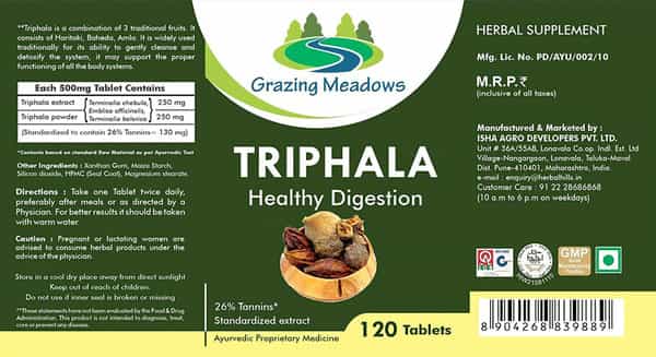 Grazing Meadows Triphala 500 Mg - 120 Tablets (Pack Of 5)