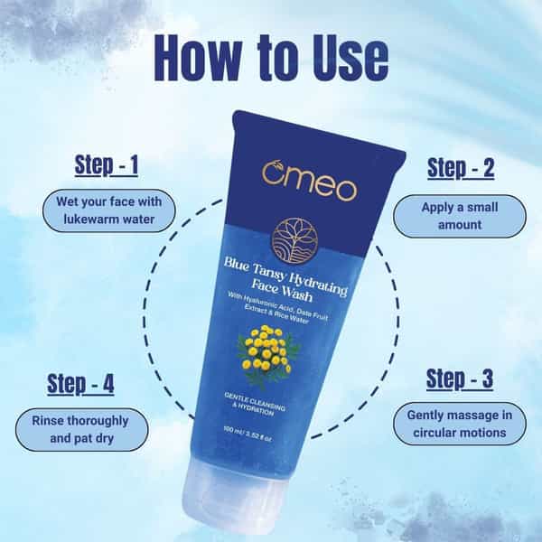 Omeo Blue Tansy Hydrating Face Wash With Hyaluronic Acid | Dry & Sensitive Skin (100Ml)