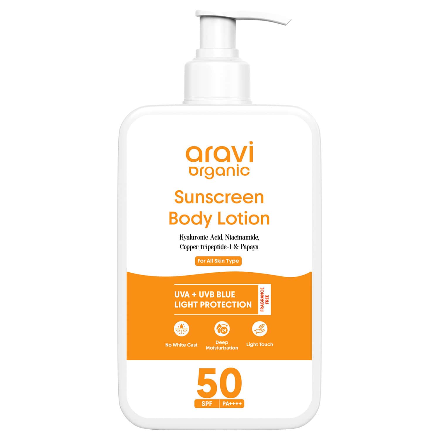 Aravi Organic Sunscreen Body Lotion With Spf 50 Pa++++ - Protects | Hydrates & Brightens Skin 200ml