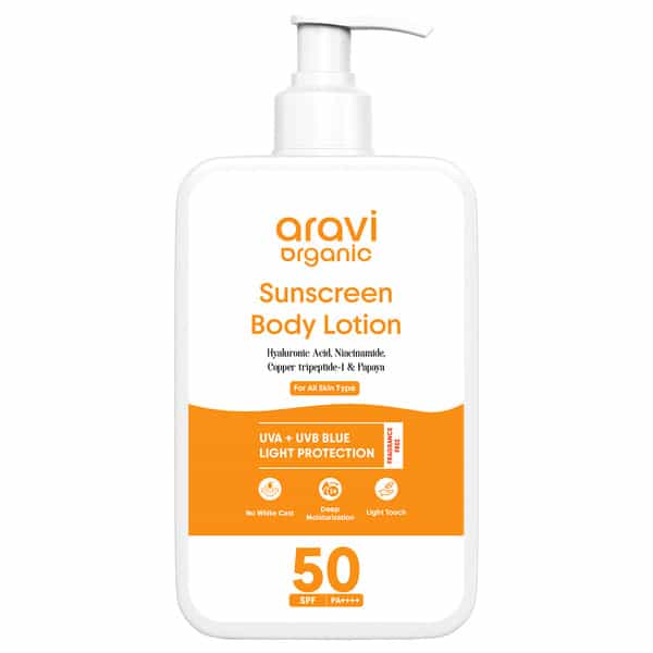 Aravi Organic Sunscreen Body Lotion With Spf 50 Pa++++ - Protects | Hydrates & Brightens Skin 200Ml