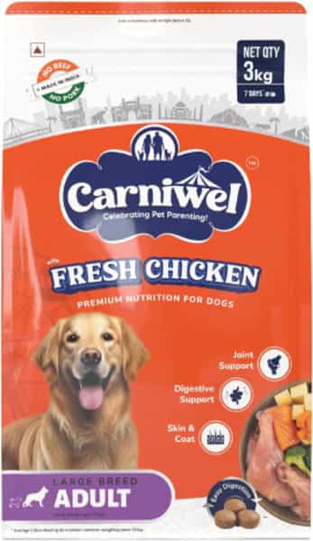 Carniwel Fresh Chicken Adult Dry Dog Food 3Kg | Natural Ingredients For Optimal Skin & Coat Health