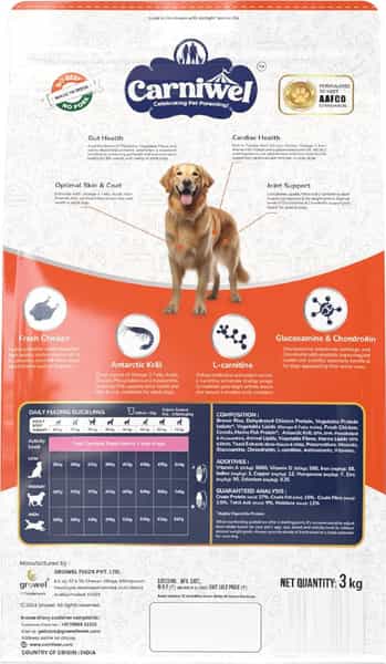 Carniwel Fresh Chicken Adult Dry Dog Food 3Kg | Natural Ingredients For Optimal Skin & Coat Health