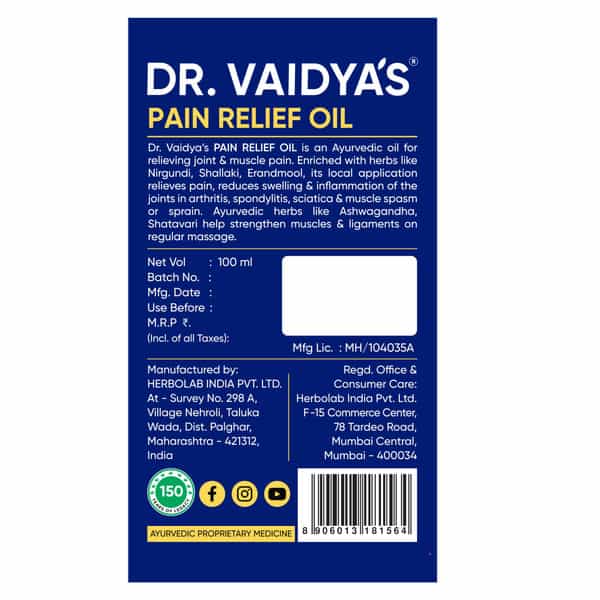 Dr. Vaidya's Pain Relief Oil -100 Ml