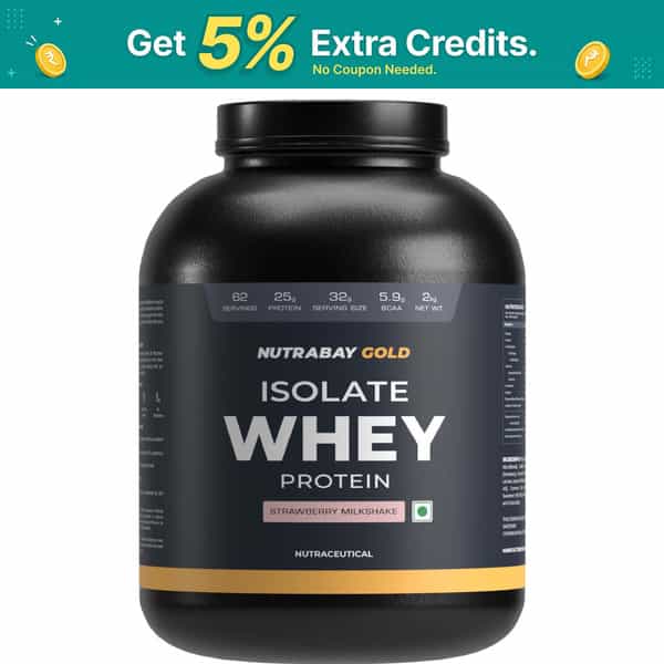 Nutrabay Gold 100% Whey Protein Isolate Strawberry Milkshake - 2Kg