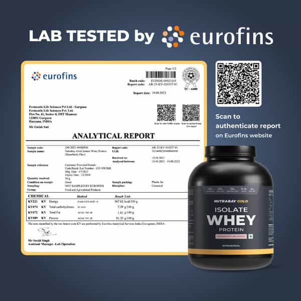Nutrabay Gold 100% Whey Protein Isolate Strawberry Milkshake - 2Kg