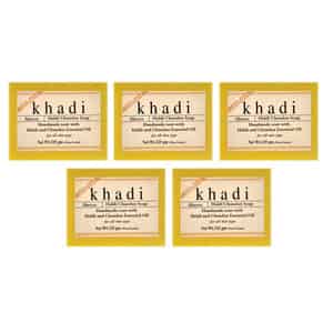 Khadi Abeers Herbal Handmade Chandan Haldi Soap With Essential Oils | 125gm (pack Of 5)