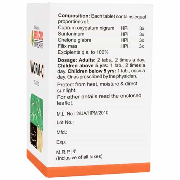 Baksons Homoeopathy Worm-C Tablet 40 No's