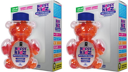 Happi Kidz Multivitamin For Kids Above 2 Years Gummy| Orange & Strawberry - 60n (Pack Of 2)