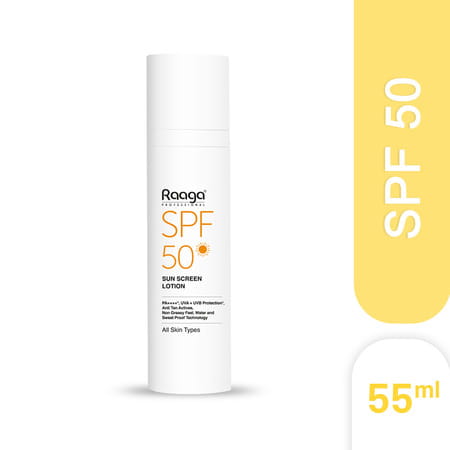 Raaga Professional Spf 50 Pa++++ Sunscreen Lotion With Uva + Uvb Protection | All Skin Types | 55 Ml