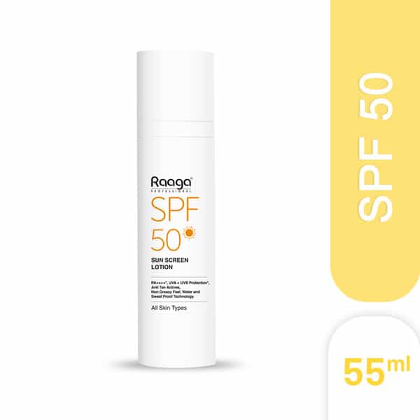 Raaga Professional Spf 50 Pa++++ Sunscreen Lotion With Uva + Uvb Protection | All Skin Types | 55 Ml