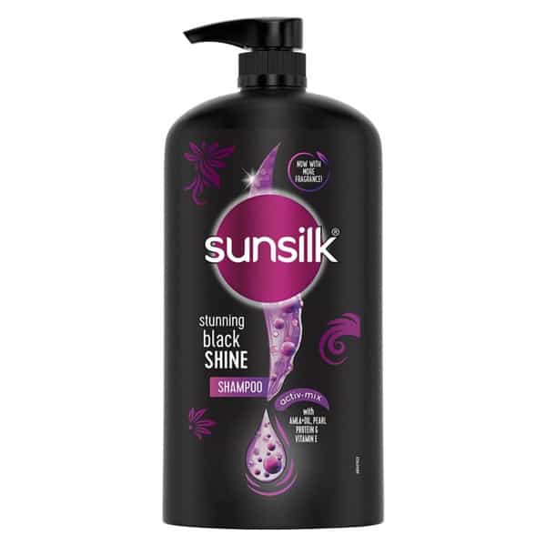 Sunsilk Black Shine Shampoo | Shiny Moisturised & Fuller Hair |Amla + Oil & Pearl Protein | 1L