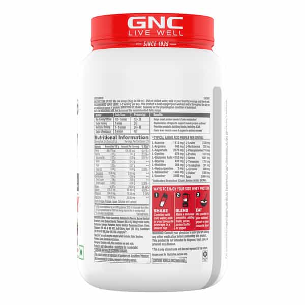 Gnc Pro Performance 100% Whey Protein Powder | 907 G | 24G Protein | 5.5G Bcaa | Creamy Strawberry